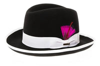 Godfather Fedora Hat - Black with White Band, Size Large