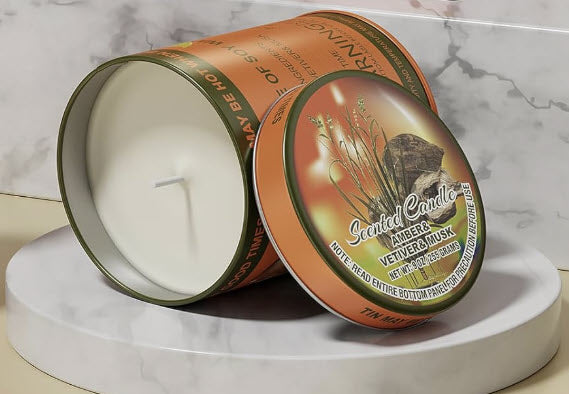Amber Vetiver Musk Soy Candle - 9 oz Tin