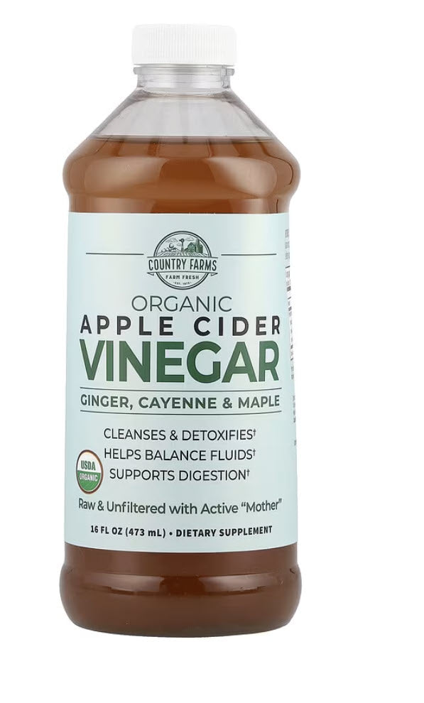 Organic Apple Cider Vinegar w/Maple, Ginger, & Cayenne (Raw & Unfiltered w/ Active "Mother")