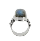 Big, Bold, Labradorite Ring with Sacred Number Eight (Size 10)