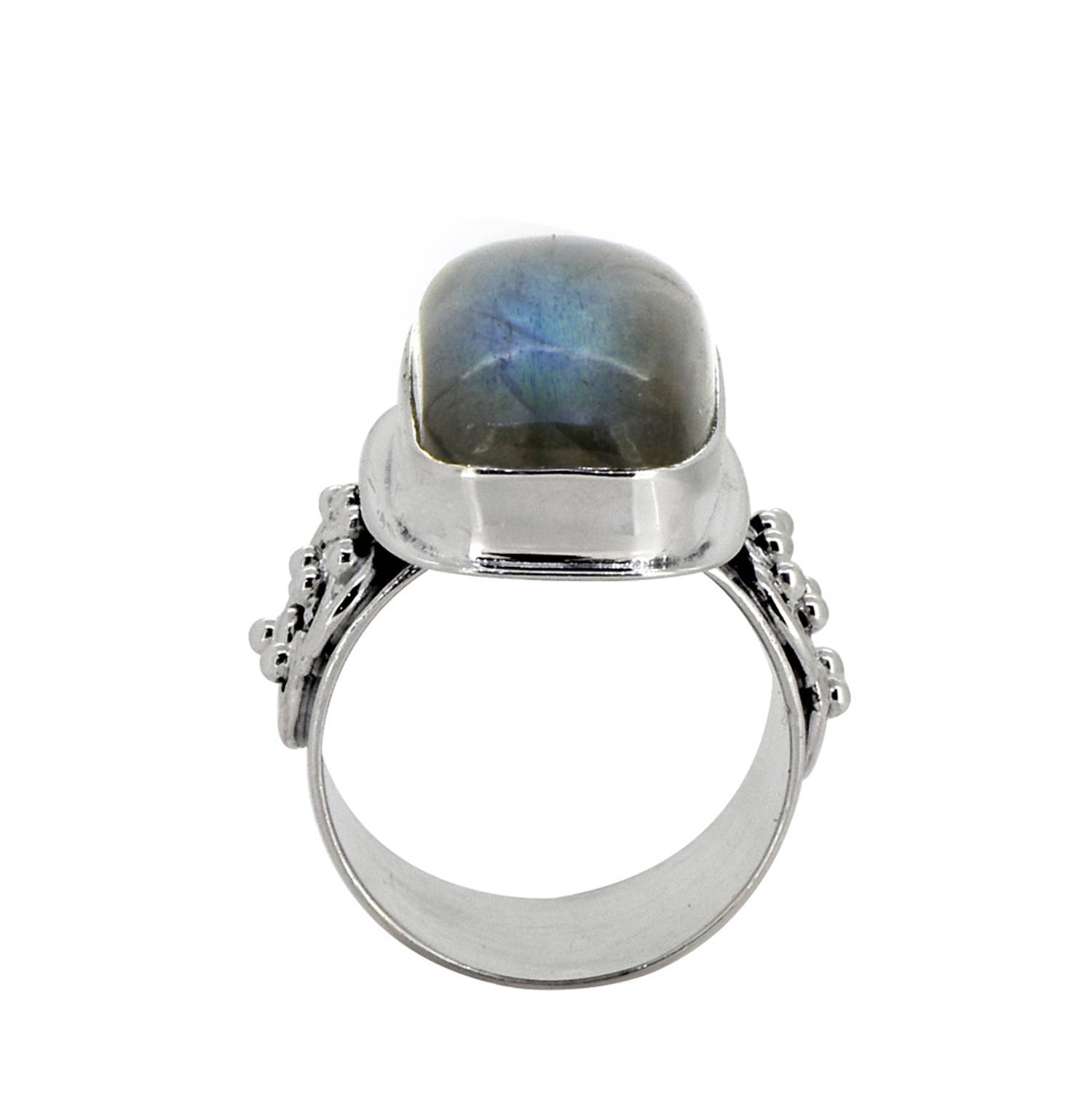 Big, Bold, Labradorite Ring with Sacred Number Eight (Size 10)