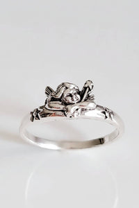 Sterling Silver Guardian Angel Ring (Size 9)