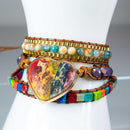 Wrap Bracelet Leather & Imperial Jasper
