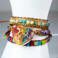 Wrap Bracelet Leather & Imperial Jasper