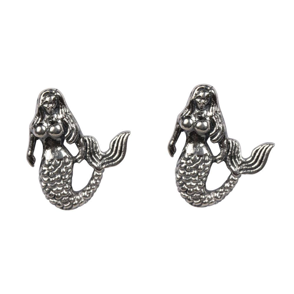 Mermaid Stud Earrings (Sterling Silver)