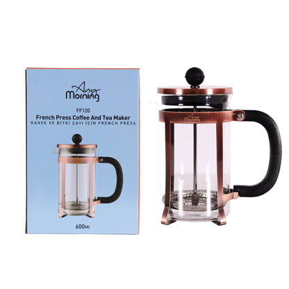 Copper trimmed Tea Maker (20 oz) Stainless Steel