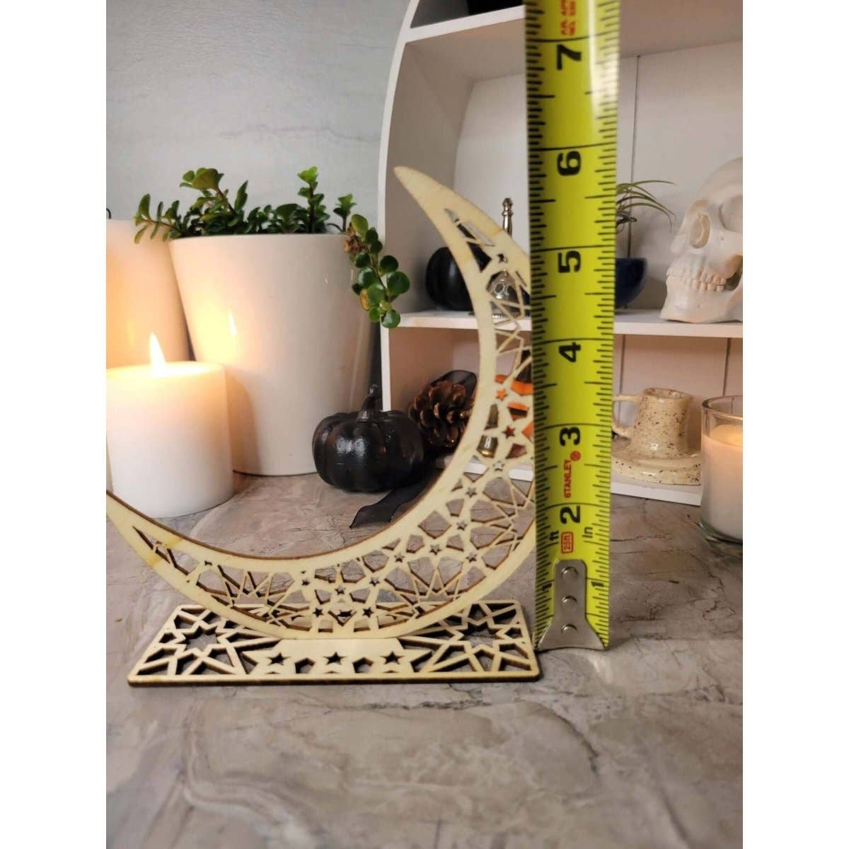 Crescent Moon Wooden Ornament