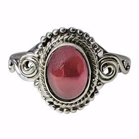 Garnet Sterling Silver Ring - Fire Element, Power