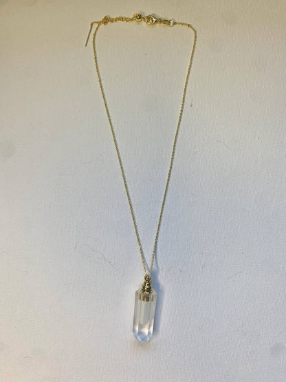Crystal Quartz Necklace with Hidden Chamber, Adjustable length