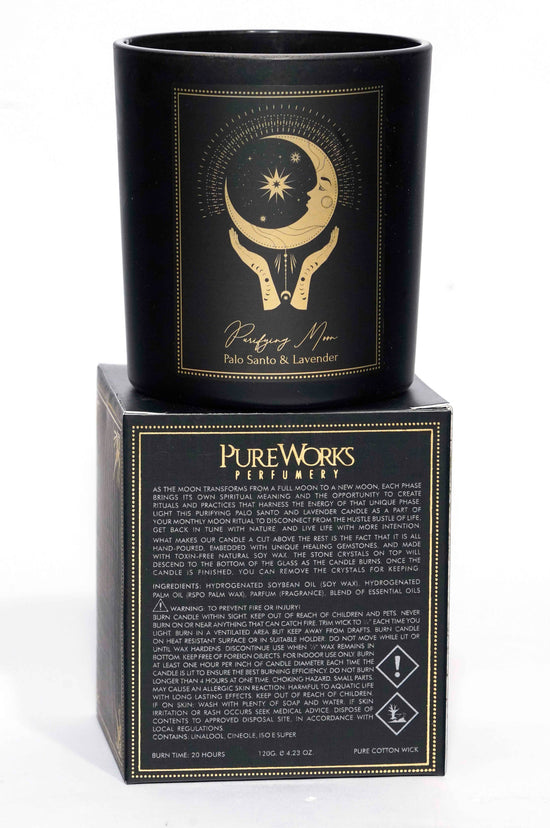 Purifying Moon Esoteric Gemstone Candle -  Palo Santo & Lavender