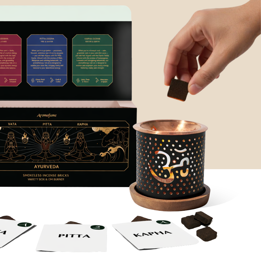 3 Dosha Incense Brick & Burner Gift Set | Ayurvedic Incense
