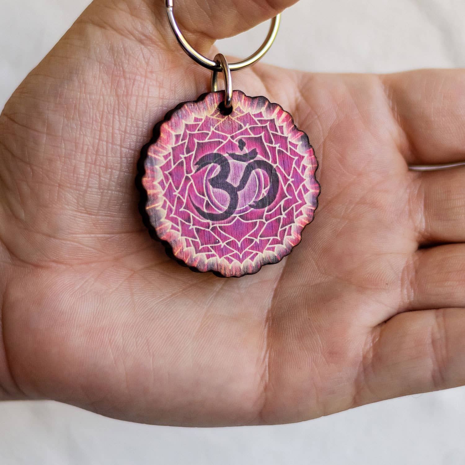 Crown Chakra Wooden Keychain - Handcrafted