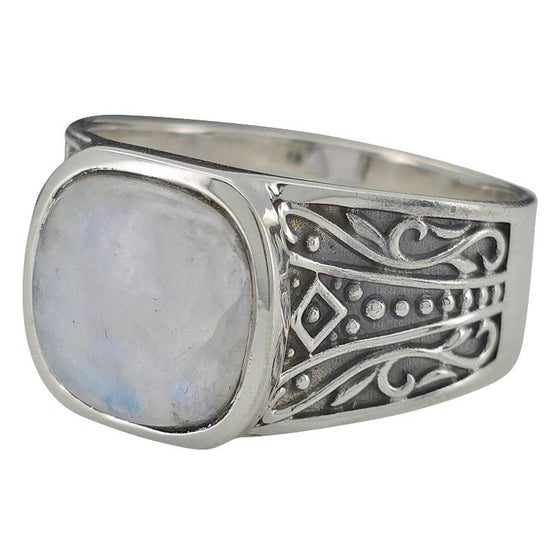 Viking Moonstone Sterling Silver Ring (Size 13)