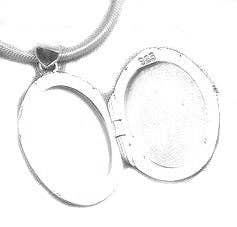 Dainty, Oval Locket Charm Pendant, Sterling Silver