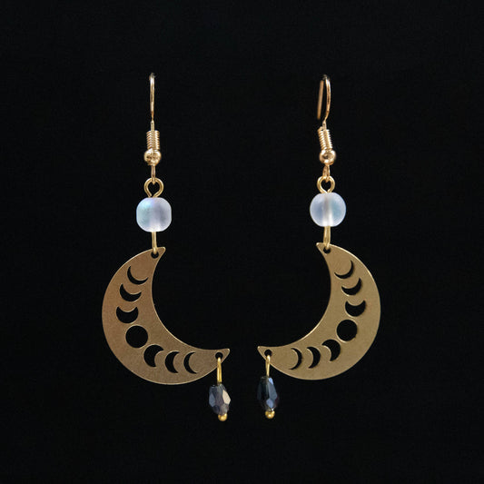 Crescent Moon with Phases of the Moon Earrings