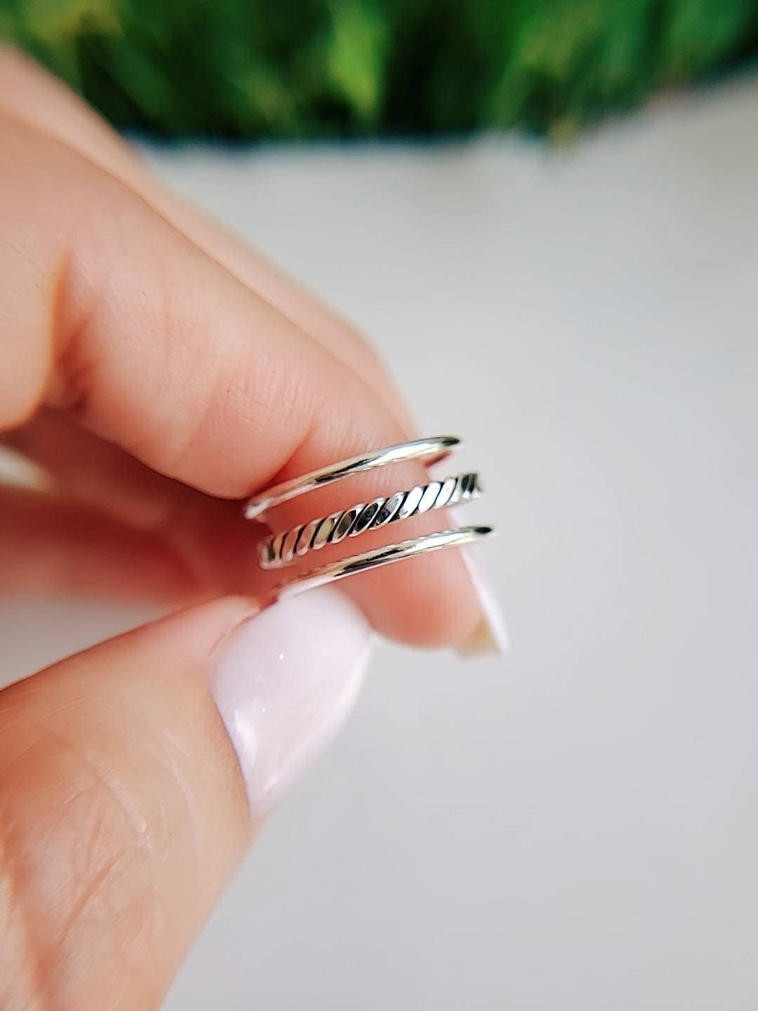 Sterling Silver Triple Adjustable Ring (Size 6)