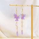 Purple Lily Earrings - 18K gold finish, S925 Silver Post (Handmade in USA)