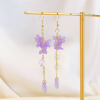 Purple Lily Earrings - 18K gold finish, S925 Silver Post (Handmade in USA)
