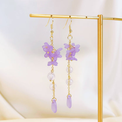 Purple Lily Earrings - 18K gold finish, S925 Silver Post (Handmade in USA)