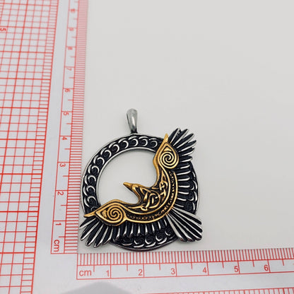 Celtic Knot & Crow Pendant (Stainless Steel)