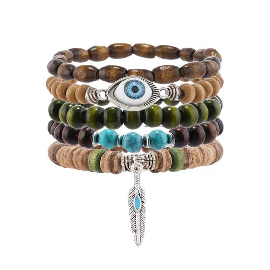 Bohemian Stack Bracelet (Choose from Tree of Life, Evil Eye Protector, Spirit Feather Moon)