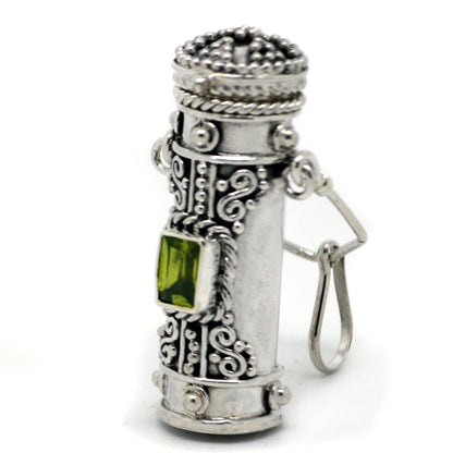 Peridot Pendant with Hidden Chamber, Sterling Silver