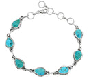 Blue Mohave Turquoise 7-Stone Bracelet - Handcrafted & set in Sterling Silver - Designed for Protection & Inner Peace