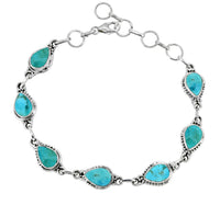 Blue Mohave Turquoise 7-Stone Bracelet - Handcrafted & set in Sterling Silver - Designed for Protection & Inner Peace