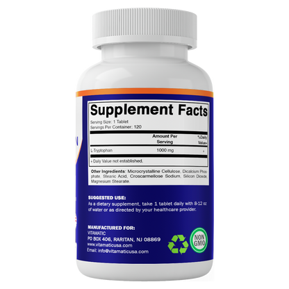 L-Tryptophan 1000mg (120 Tablets)