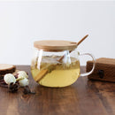 Glass Teacup with Bamboo Lid and Spoon