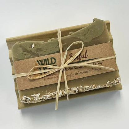 Natural Soap Bar with Wood Dish
