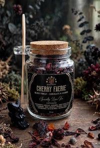 Herbal Magical Tea Blend in Apothecary Jar & Wooden Spoon (Cherry Faerie & Rest in Peach)