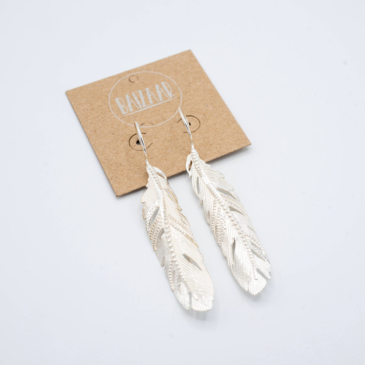 Sterling Silver Plated Leaf Earrings - Big & Beautiful