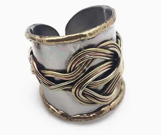 Celtic Knot Moonlit Sky Cuff Ring