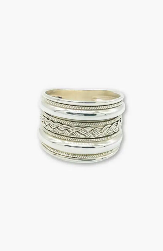 Sterling Silver Wide Braided Band Ring
