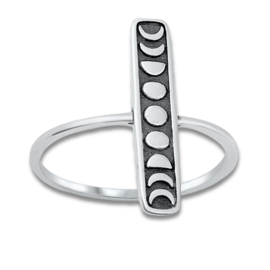Size 10 Moon Phase Sterling Silver Ring