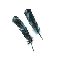 Custom Dyed Quill Feather, Ocean Blue & Black