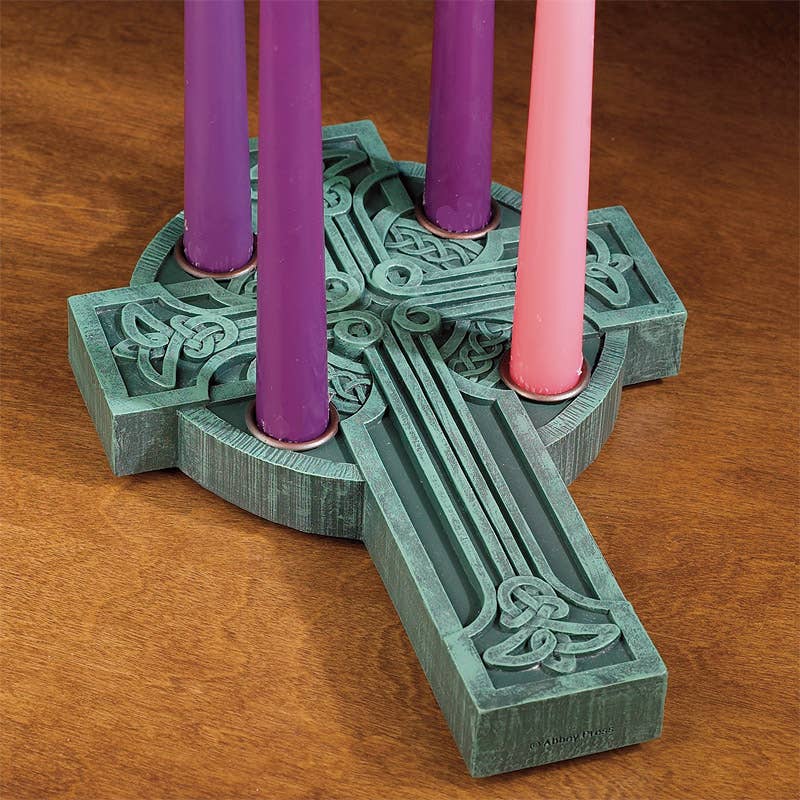 Celtic Cross Advent Candle Holder with 4 Candles