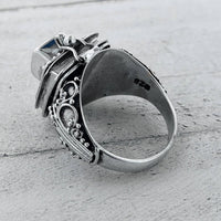 Celtic Goddess Smoky Quartz Ring with Hidden Chamber (size 5)