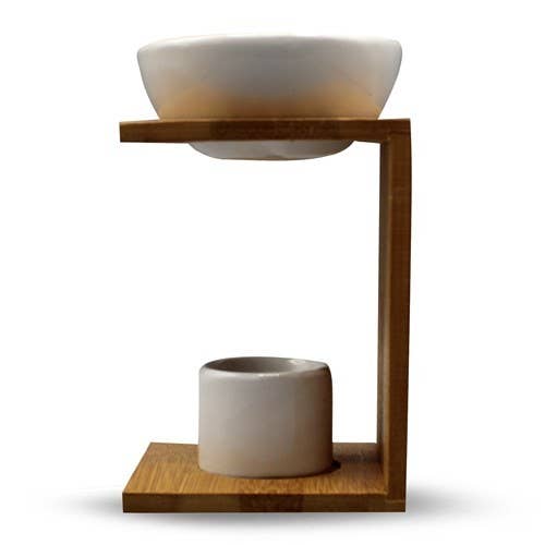 Essential Oil Diffuser with Bamboo Wood Design & ceramic bowl