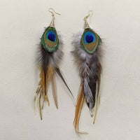 Peacock Feather Dangle Earrings