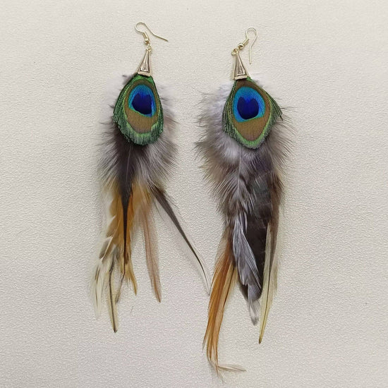Peacock Feather Dangle Earrings