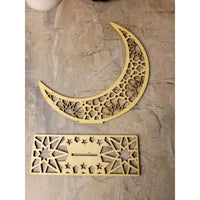 Crescent Moon Wooden Ornament
