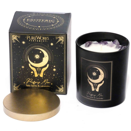 Purifying Moon Esoteric Gemstone Candle -  Palo Santo & Lavender