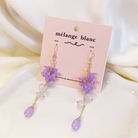 Purple Lily Earrings - 18K gold finish, S925 Silver Post (Handmade in USA)