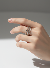 Sterling Silver Triple Adjustable Ring (Size 6)