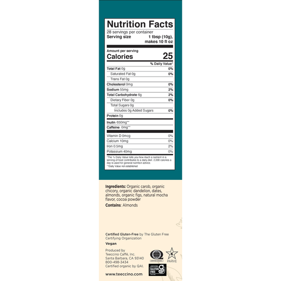 Dandelion Mocha Mint Herbal Coffee -85% Organic (10 ounces)