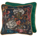 Green Velvet Rose Floral Throw Pillow