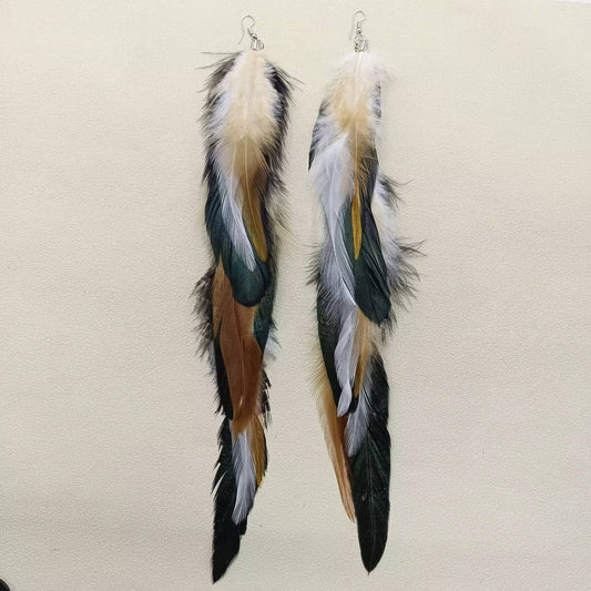 Extra Long Feather Dangle Earrings