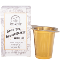 Gold Tea Infuser Basket with Lid (Stainless Steel)